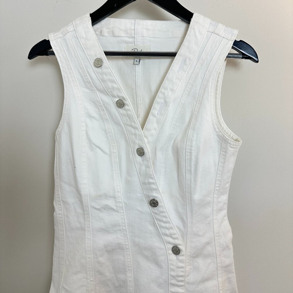 RAILS Rails Strand Asymmetric Denim Button-Up Dress in Salt White Size Small - Picture 4 of 10